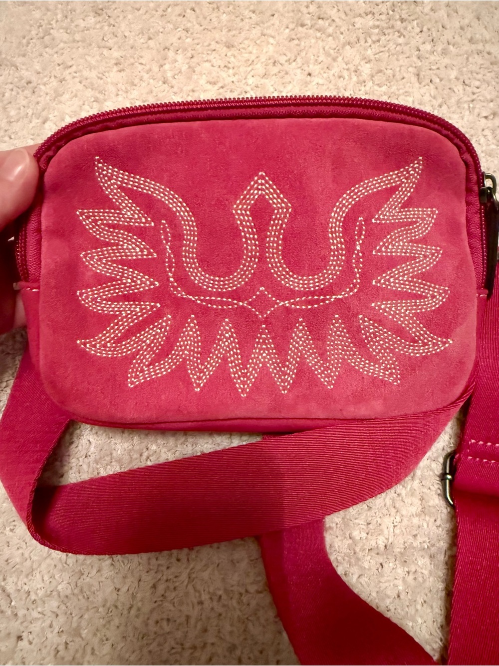 Ariat Casanova Belt Bag pink Women's Crossbody Bag with Embroidered Wing Design